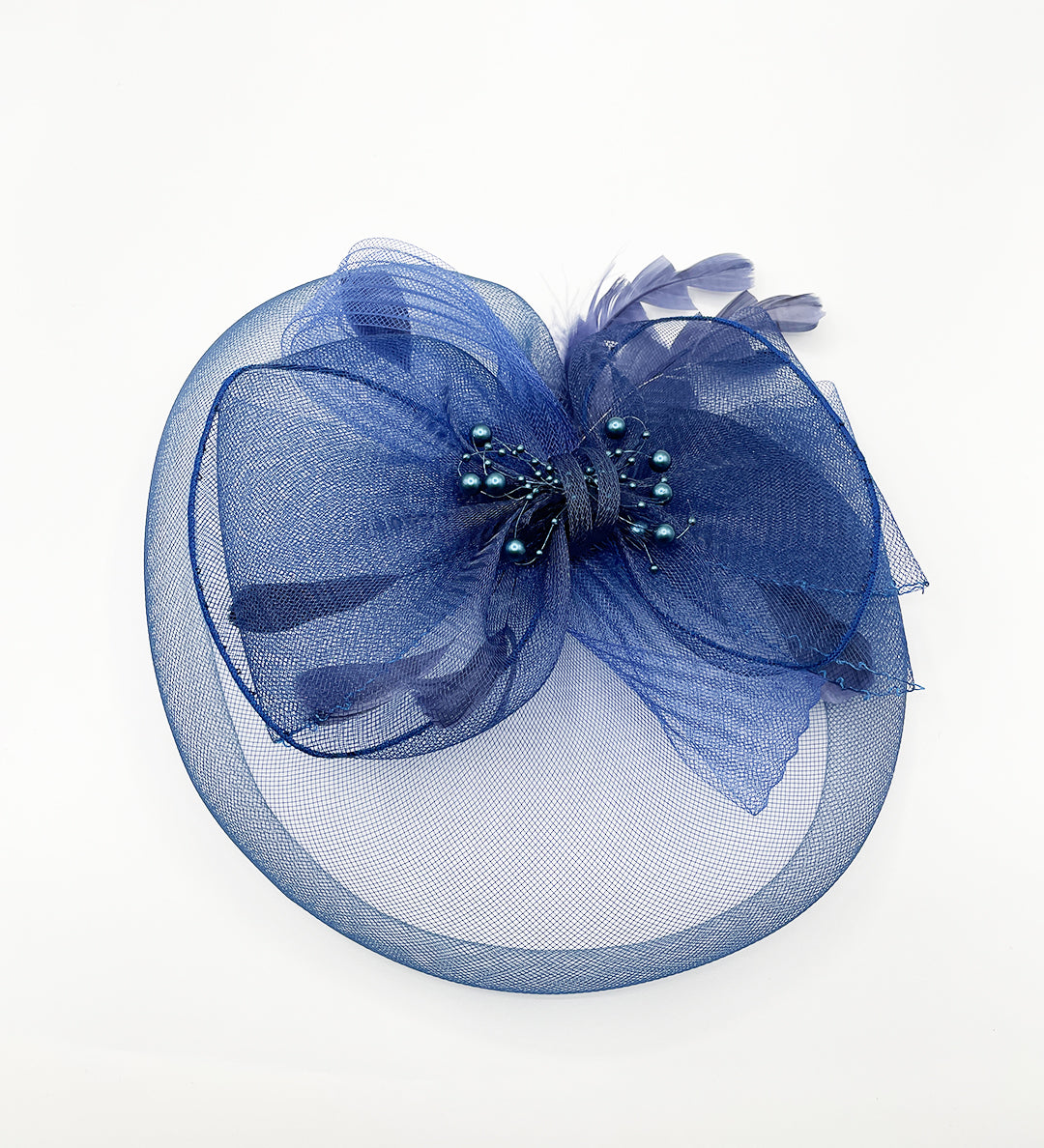 Pearl Bow Bloom Fascinator in Navy