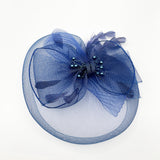 Pearl Bow Bloom Fascinator in Navy
