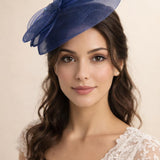 Pearl Bow Bloom Fascinator in Navy