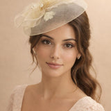 Pearl Bow Bloom Fascinator in Cream