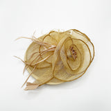 Feather & Pearl Rosette Fascinator in Gold