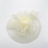 Floral Bow & Polka Veil Fascinator in Cream