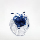 Bow Feather & Net Disc Fascinator in Navy