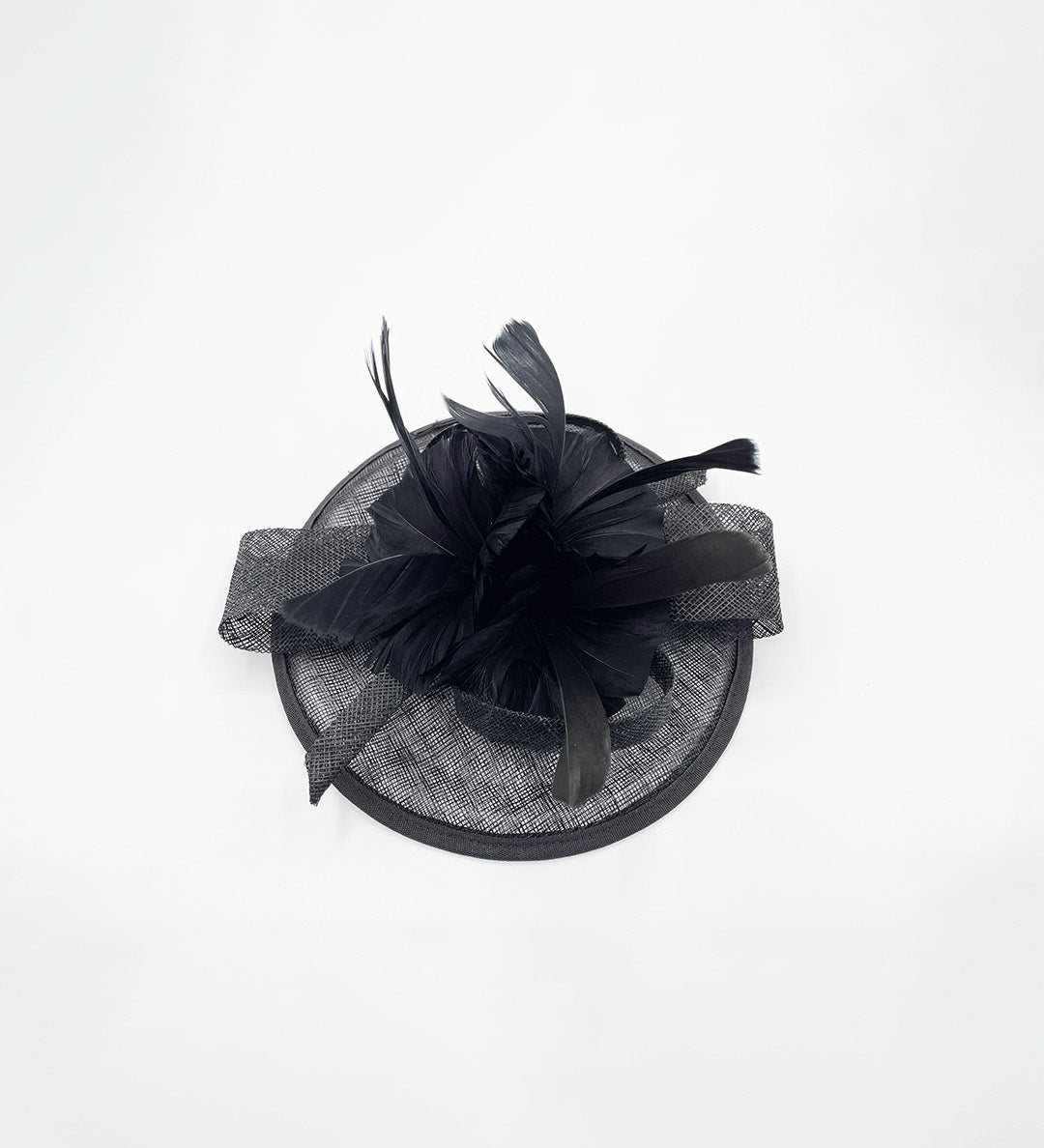 Feather & Bow Disc Fascinator in Black