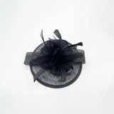 Feather & Bow Disc Fascinator in Black