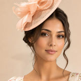 Feather & Bow Disc Fascinator in Pink