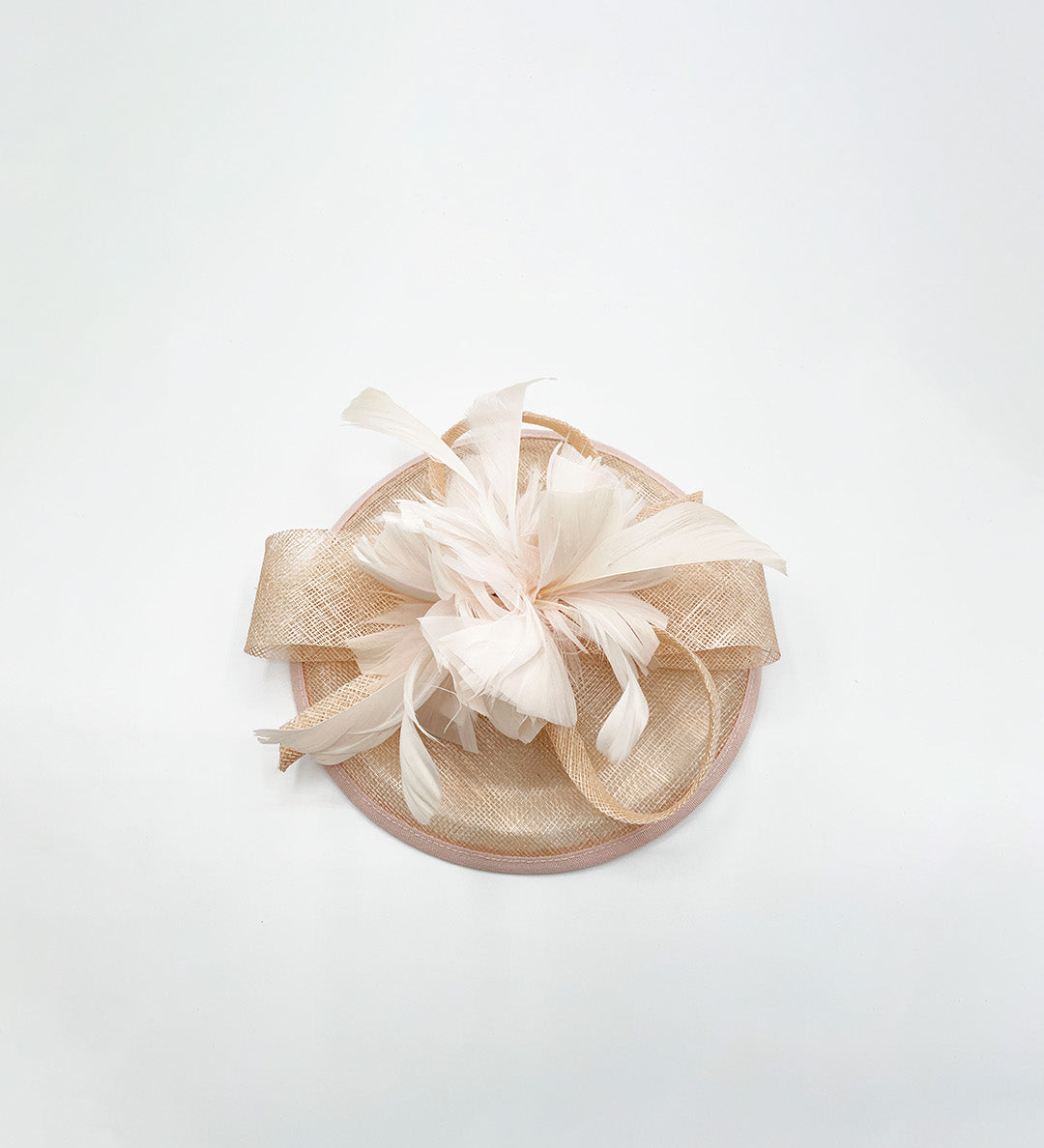 Feather & Bow Disc Fascinator in Pink