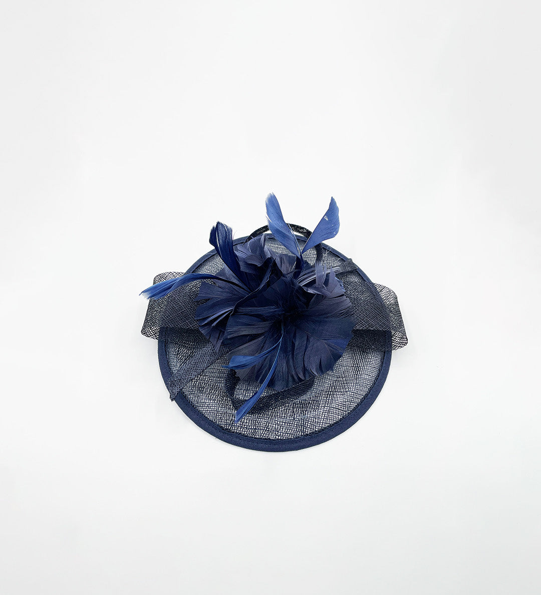 Feather & Bow Disc Fascinator in Navy