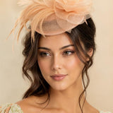 Feather & Swirl Flower Disc Fascinator in Pink