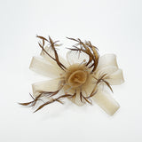 Crystal Feather Blossom Fascinator & Brooch in Gold