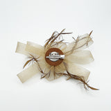 Crystal Feather Blossom Fascinator & Brooch in Gold
