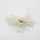 Crystal Feather Blossom Fascinator & Brooch in Cream