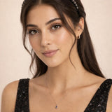 Two Tone Crystal Headband in Navy