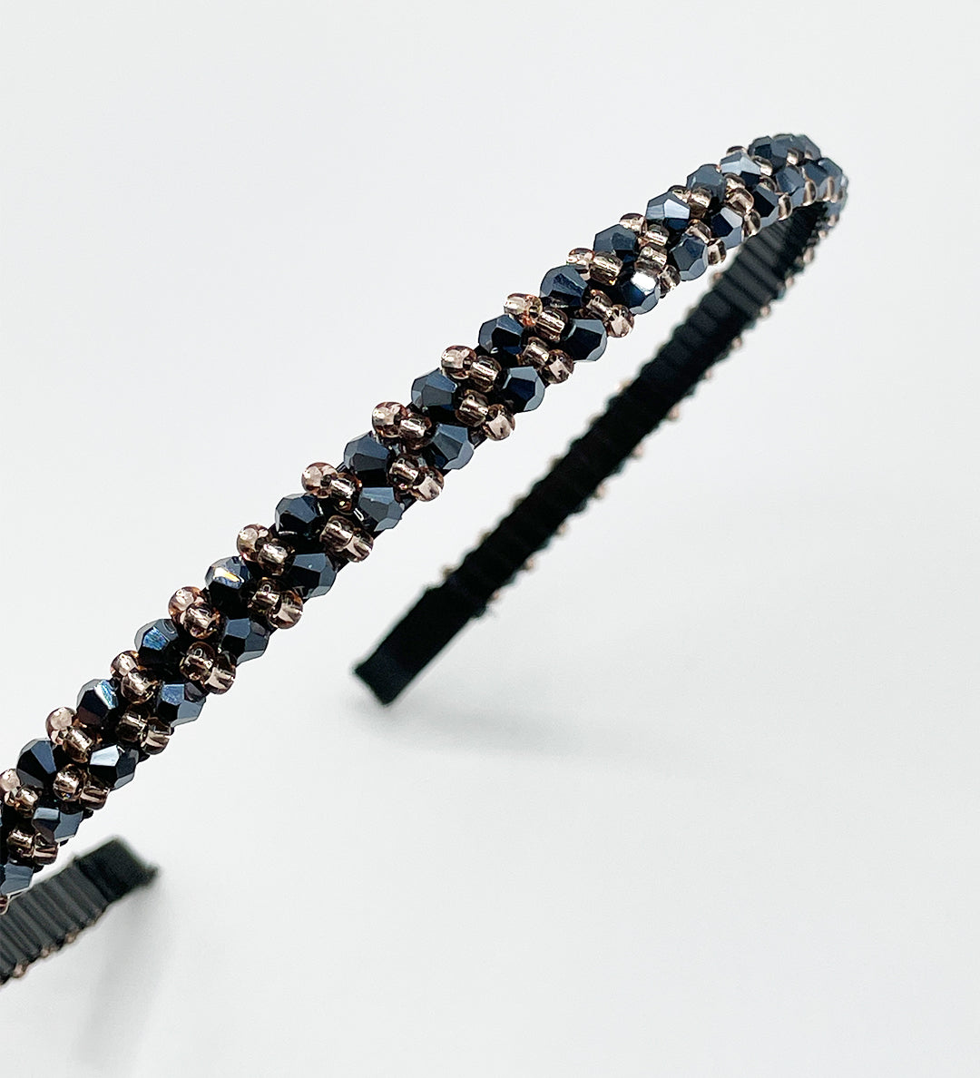 Two Tone Crystal Headband in Navy