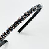 Two Tone Crystal Headband in Navy