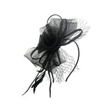 Double Flower Feather Fascinator in Black