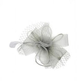 Double Flower Feather Fascinator in Light Grey