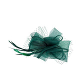Double Flower Feather Fascinator in Dark Green