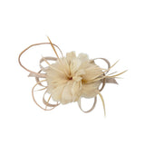 Floral Feather Fascinator with Loops in Nude