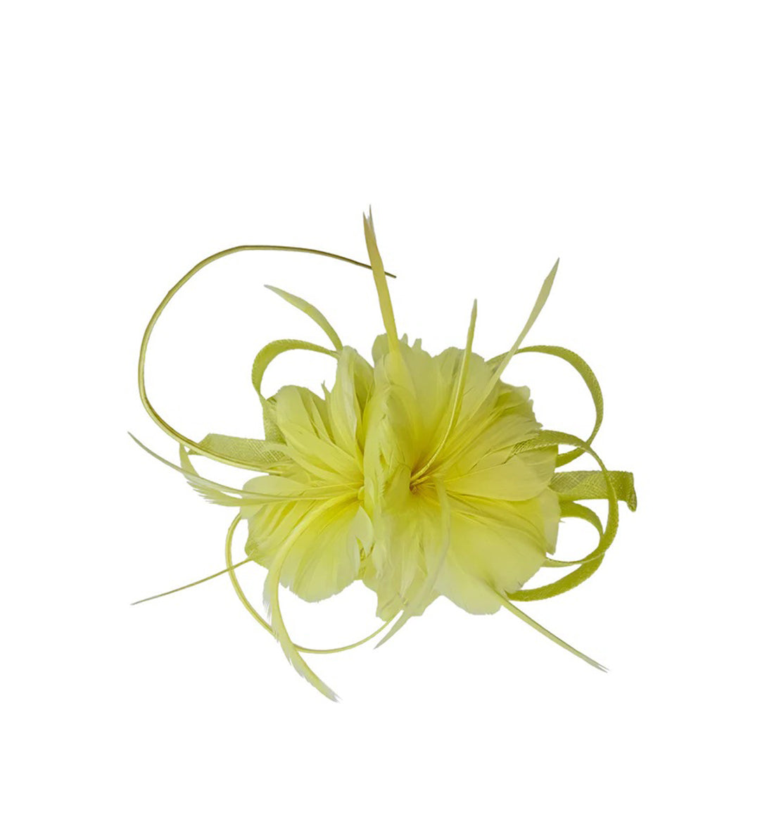 Floral Feather Fascinator with Loops in Yellow
