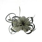 Floral Feather Fascinator with Loops in Olive Green