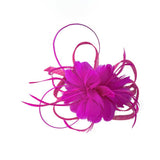 Floral Feather Fascinator with Loops in Fuchsia