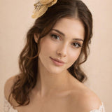 Rosette with Netting Fascinator & Brooch in Gold
