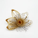Rosette with Netting Fascinator & Brooch in Gold