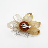 Rosette with Netting Fascinator & Brooch in Gold
