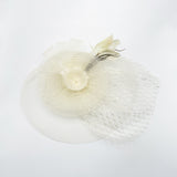 Floral Fascinator  with Veil Detail in Cream