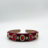Heart Embellished Headband In Red