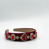 Heart Embellished Headband In Red