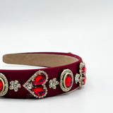 Heart Embellished Headband In Red