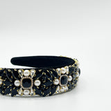 Embellished Crystal Headband In Black