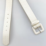 Harlee Weave Leather Look Belt in Off White