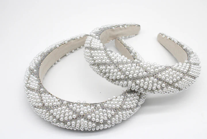 Lattice Style Crystal Gems and Pearl Headband