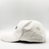 Corduroy baseball cap with embroidery detail in unbleached cotton