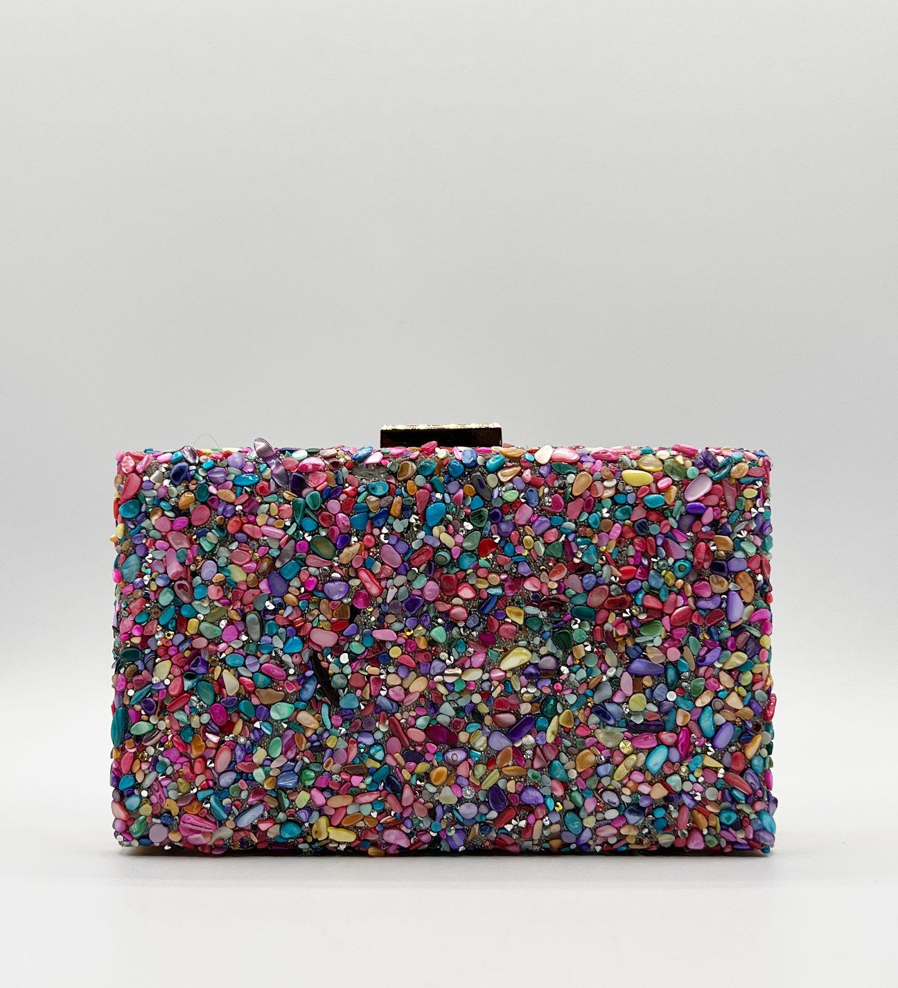 Embellished Square Clutch Bag in Multi - svnx