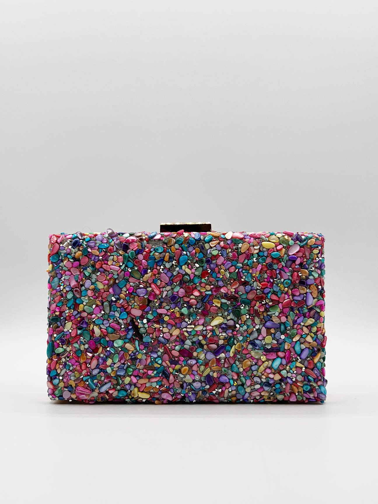 Embellished Square Clutch Bag in Multi - svnx