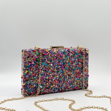 Embellished Square Clutch Bag in Multi - svnx