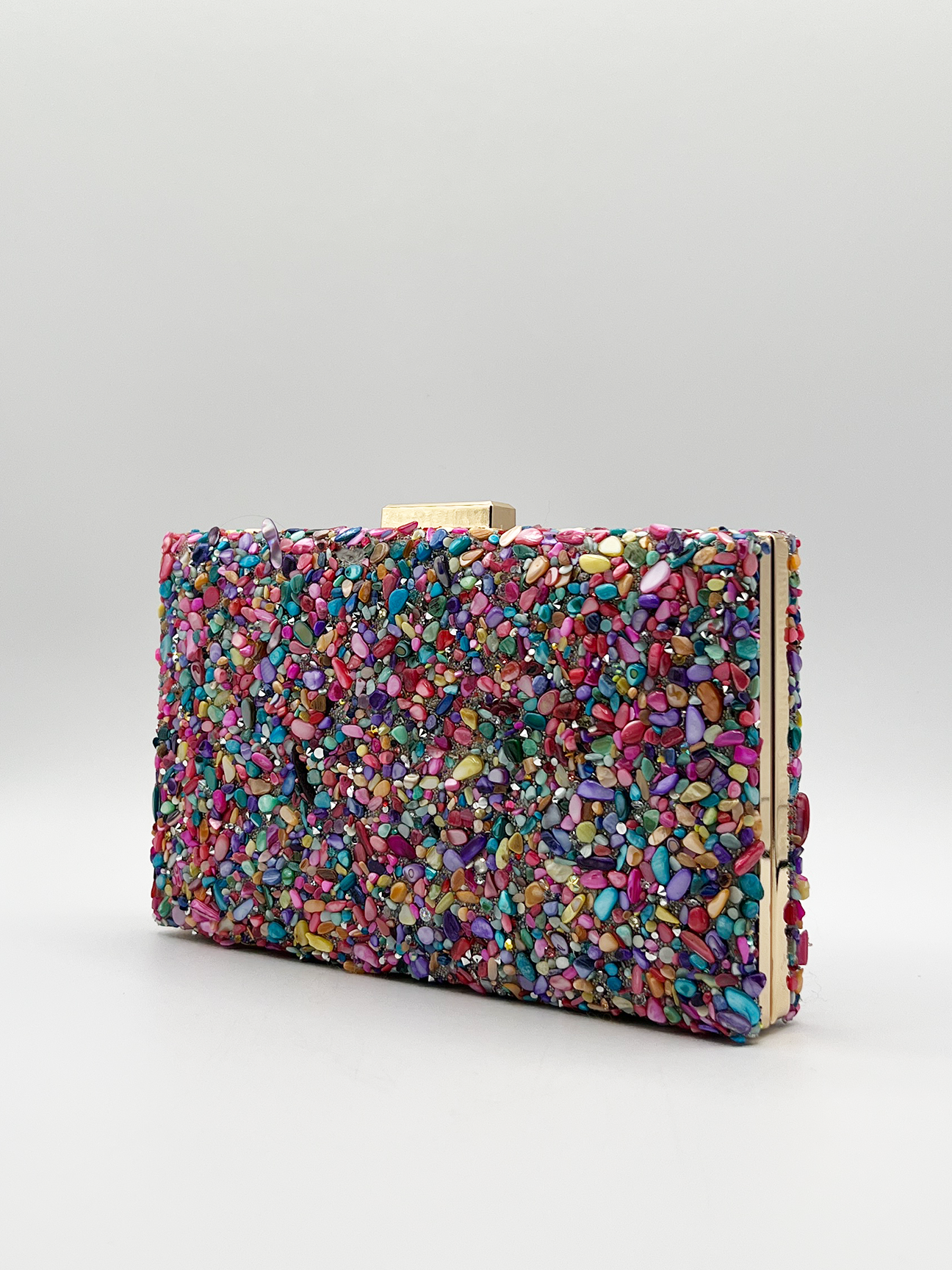 Embellished Square Clutch Bag in Multi - svnx