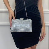 Silver Diamante Clutch Bag