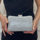 Silver Diamante Clutch Bag