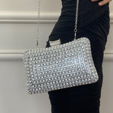 Silver Diamante Clutch Bag