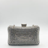 Silver Diamante Clutch Bag