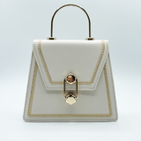 Boxed Cross Body Bag with Embroidery in Cream