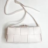 Woven PU shoulder bag in Cream