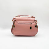Embroidered Shoulder Bag With Zip Charms in Pink