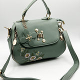 Embroidered shoulder bag With Zip Charms