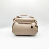 Embroidered Shoulder Bag With Zip Charms in Beige